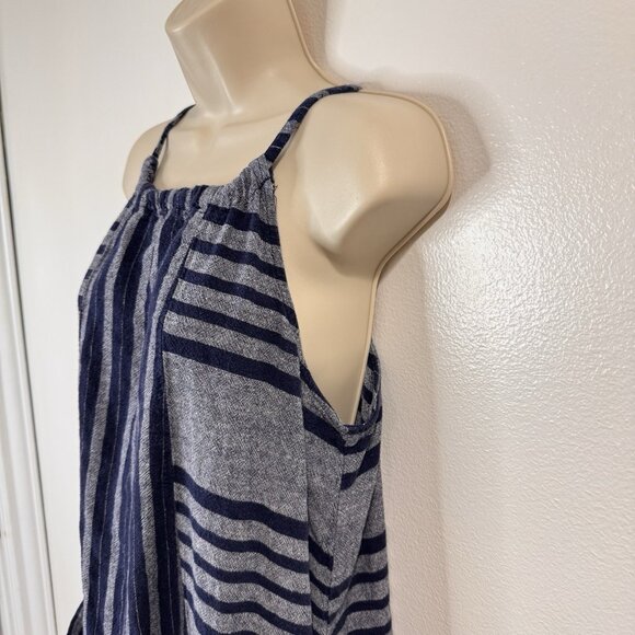 Old Navy Tank Top Dress L Shift Linen Blend Blue Pockets Boho Festival Hippie - Picture 5 of 11